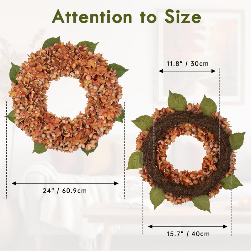 Faux 55.9cm Wreath, Burnt Orange