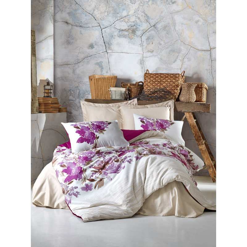 Ensemble de housse de couette 100% coton mogadore / beige 4 pièces