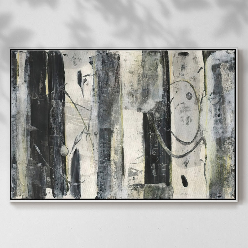 Debout debout II, Pas de tapis, H 17 po x l 25 po x P 2 po, Toile encadrée flottée blanche
