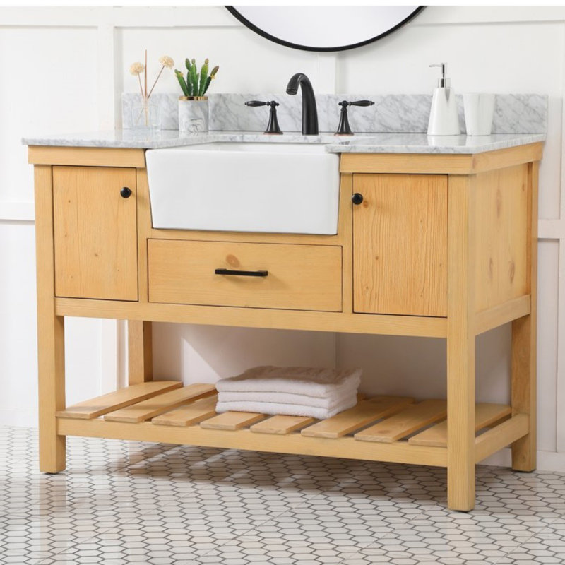 Meuble-lavabo simple 48 po avec dosseret Pelaghia, Bois naturel