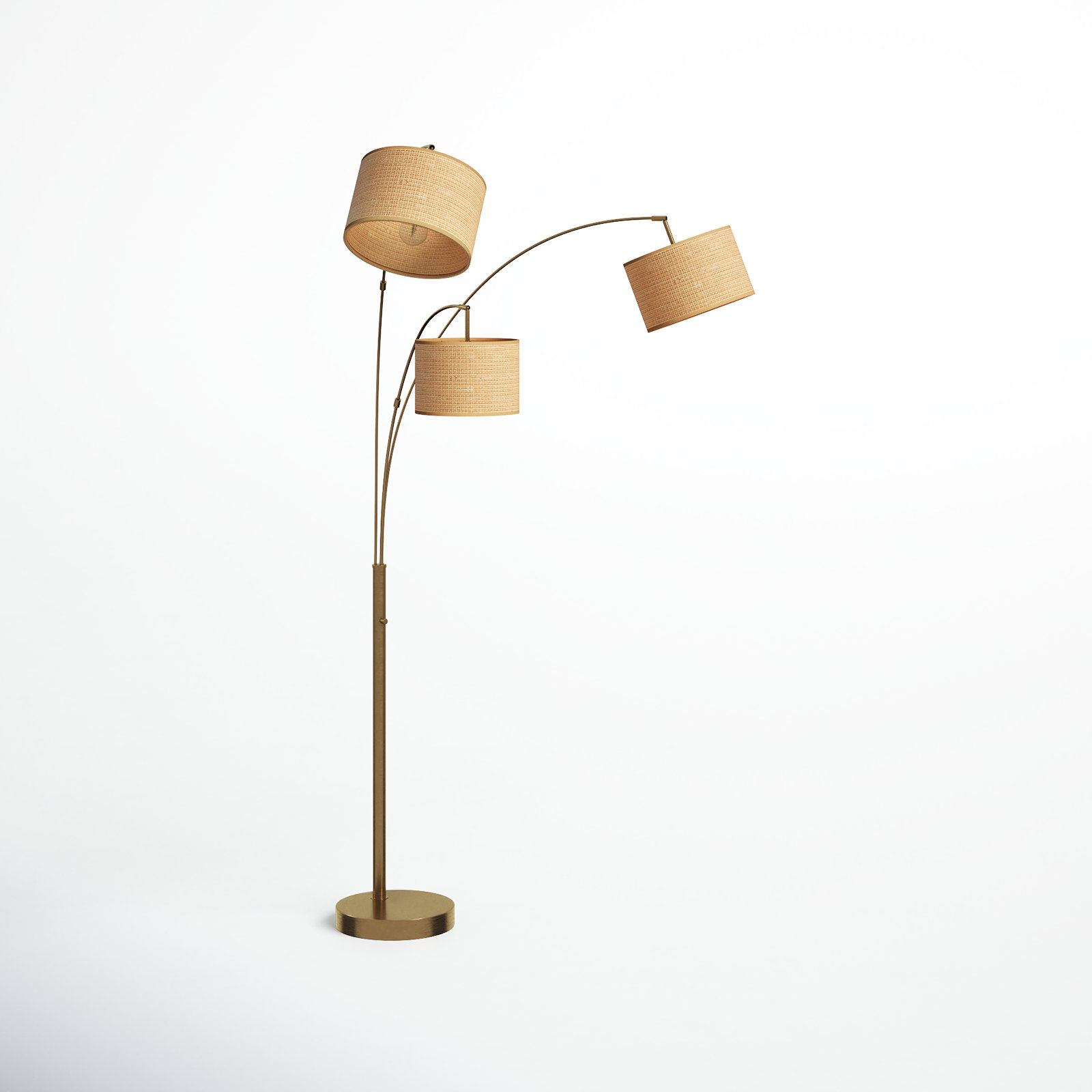 Felice 74'' Floor Lamp, Antique Brass, Natural/Beige