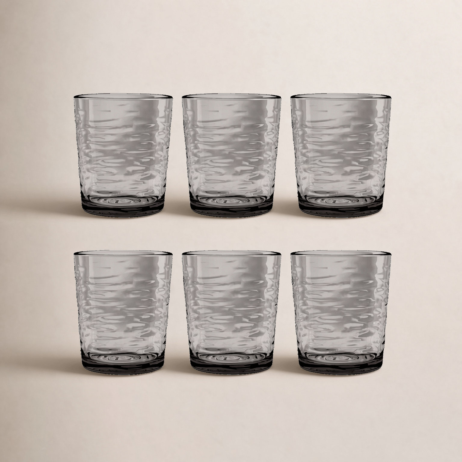 Celise Ribbed Drinking Glass, Gray, 4