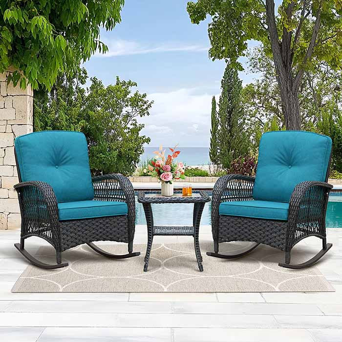 Wicker Outdoor Chair, Blue