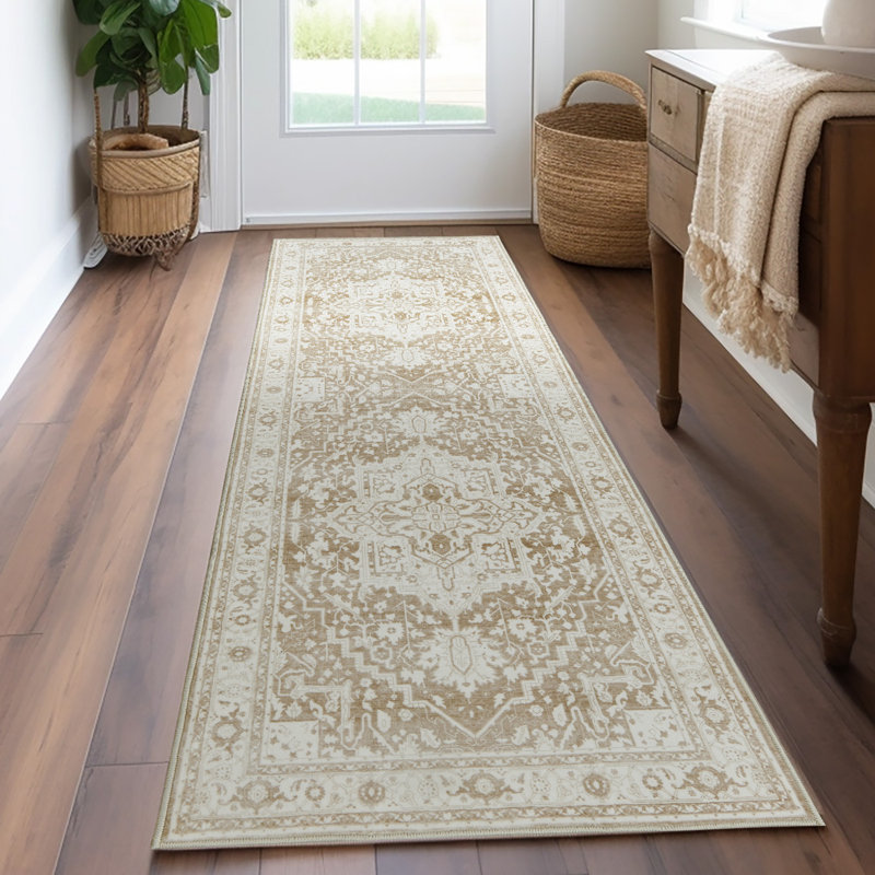 Purl Chenille Mashine Washable Vintage Indoor Arae Rug with Non-Slip Backing for Bedroom Living Room Kitchen Entryway