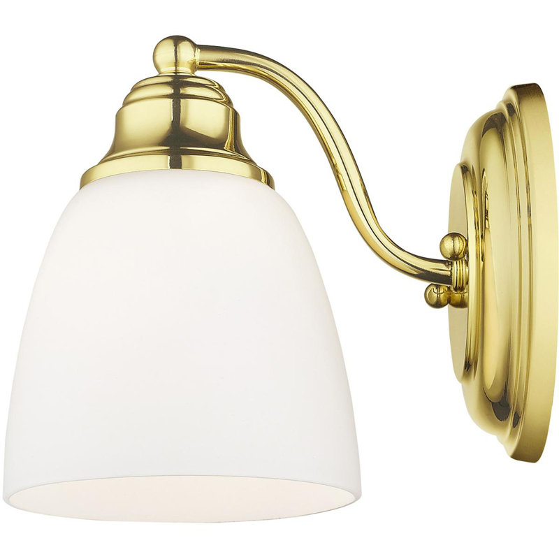 5.5" Wall Sconce with White Glass - Elegant Light Fixture, Polished Brass
