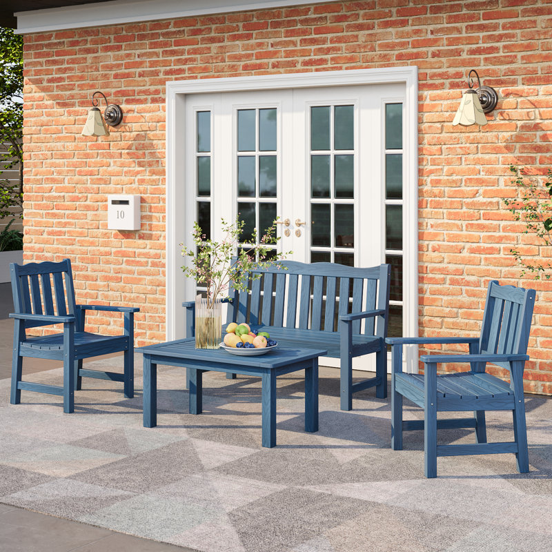 Table basse d'extérieur L 17,8 po x l 35,5 po Acequia, Bleu, Bleu