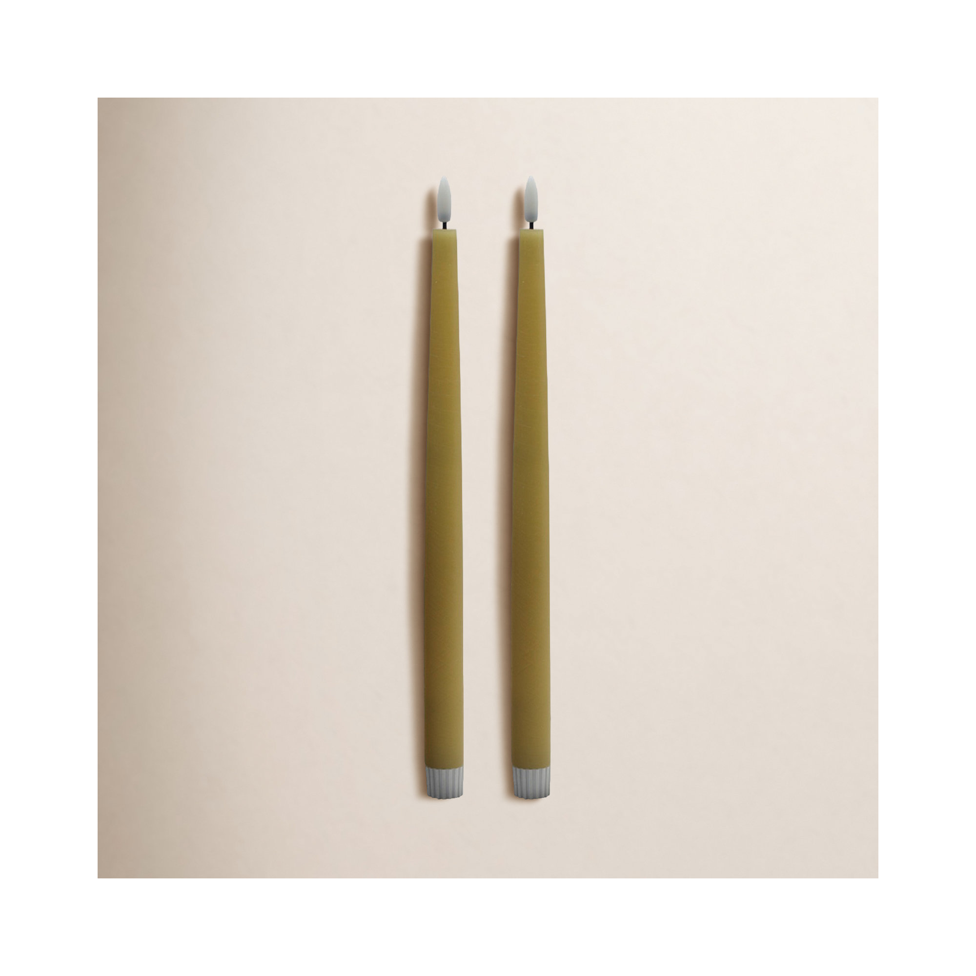 2 Pc Tall Flameless Taper Candle, Champagne