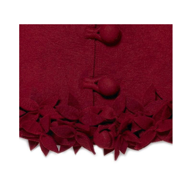 Overlapping Flowers Christmas Tree Skirt, 72" W, Maroon