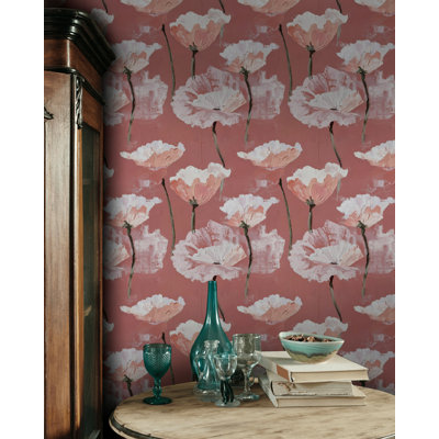 Décoration murale texturée à peler et coller Blush Poppy