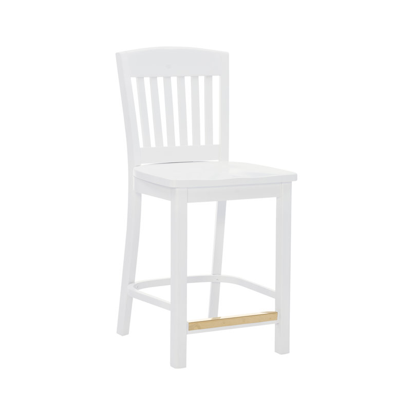 Ainoha Solid Wood Counter Stool, Counter Stool (24” Seat Height), White