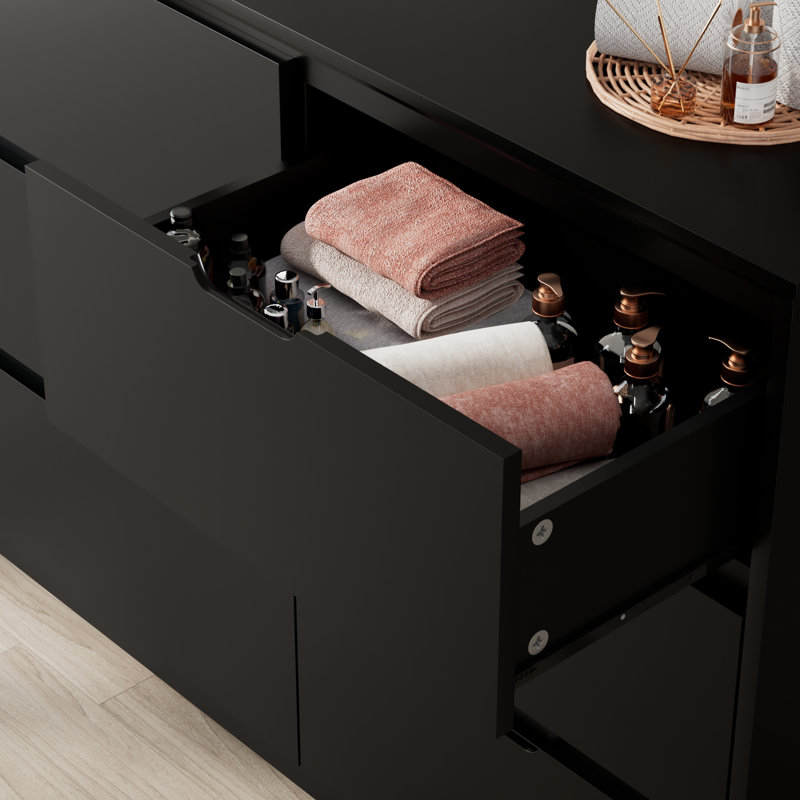Commode 9 tiroirs Lianna, Noir