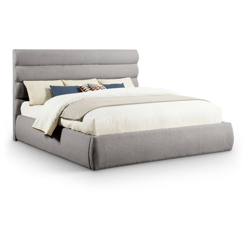Adam Boucle Fabric Bed, King, Taupe Boucle Fabric