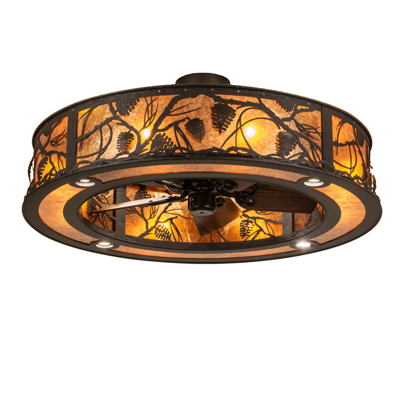56" Wide Whispering Pines Chandel-Air, Oil Rubbed Bronze, 9.5" H x 44" W x 44" D