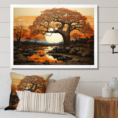 Sérénade au baobab au coucher du soleil - Tableau sur toile représentant un baobab
