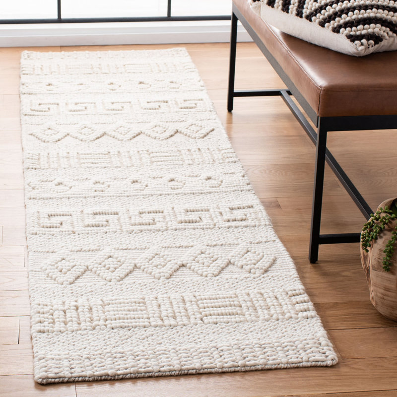 Tapis géométrique en laine, viscose et coton tissé à la main Simonsen, Tapis de couloir 2 pi 3 po x 8 pi