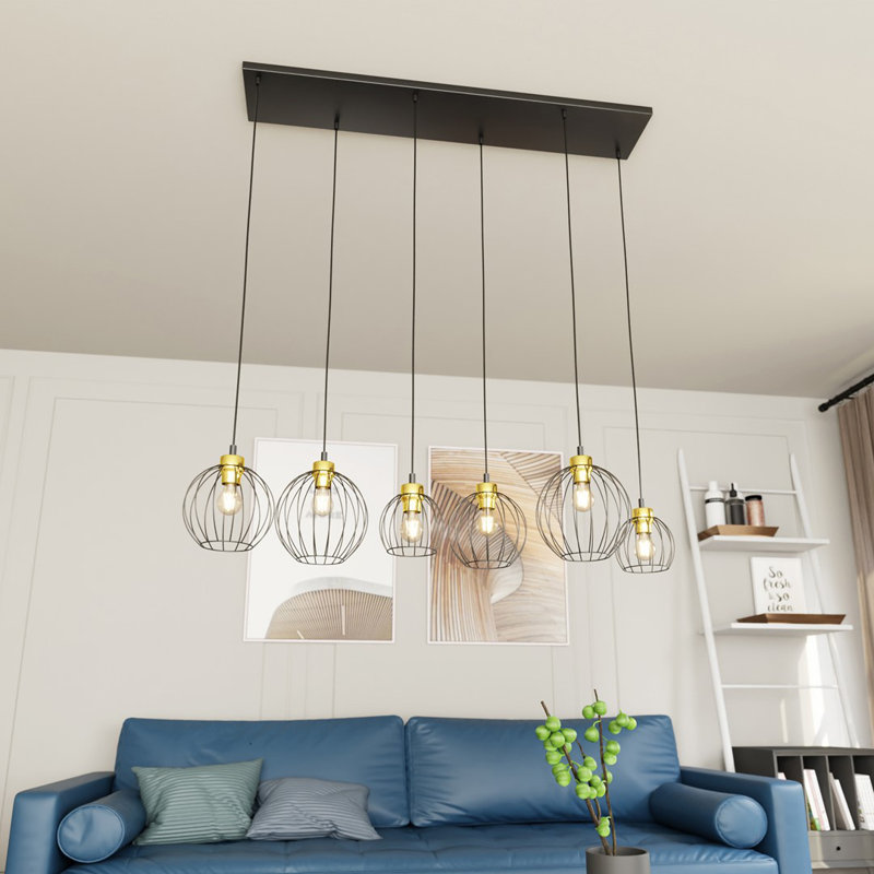 Ahnyla 6 - Light Pendant, Matte Black/Gold