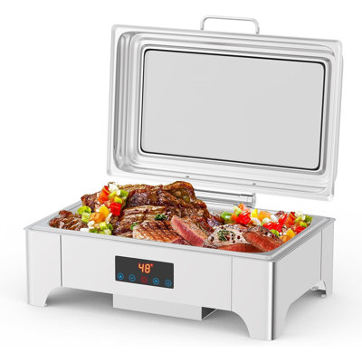 Chafing Dishes with Touchscreen & Visual Cover for Buffet, 9 QT Chafing Dish Buffet Set, Stainless Steel Chafers and Buffet Warmers Set for Parties with Complete Accessories
