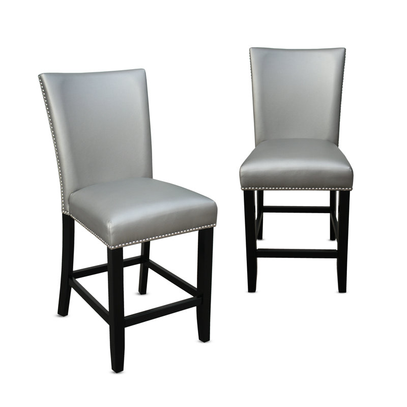 Anxhela Upholstered Counter Stool, Silver