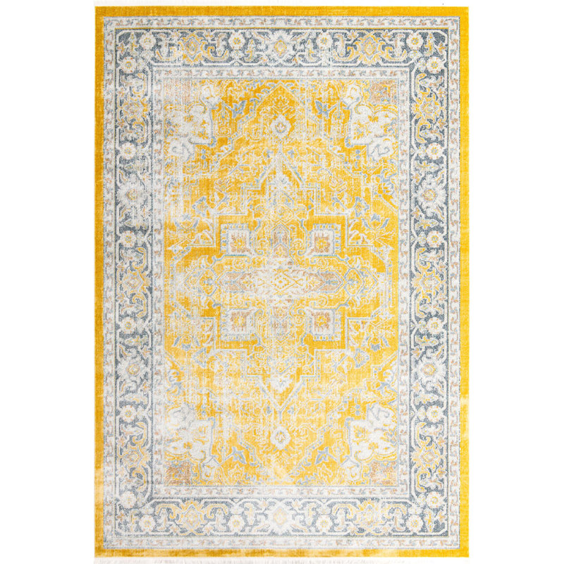 Tapis contemporain Mulvihill couleur soleil, Rectangle 7 pi x 10 pi