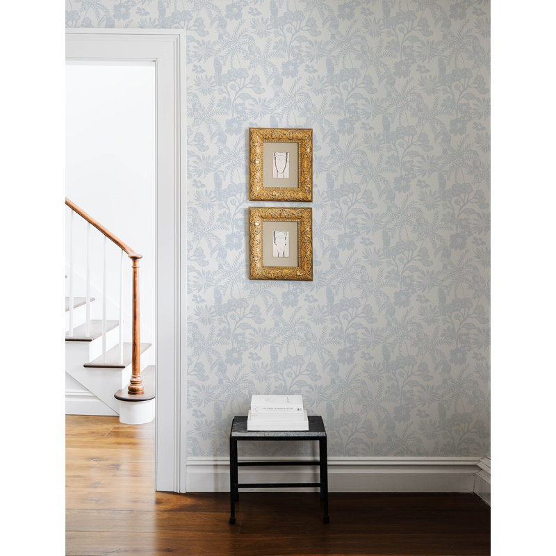 Jacaranda Taupe Tropical Trail Wallpaper, Blue
