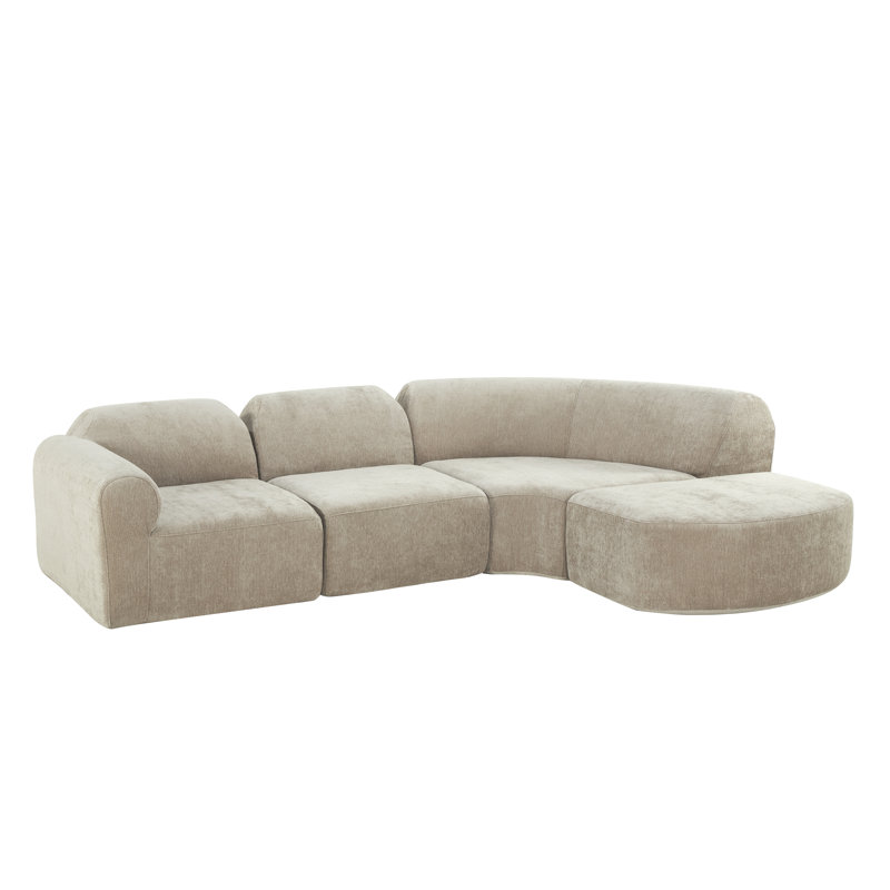 Canapé modulaire incurvé moderne avec repose-pieds espresso, Kaki