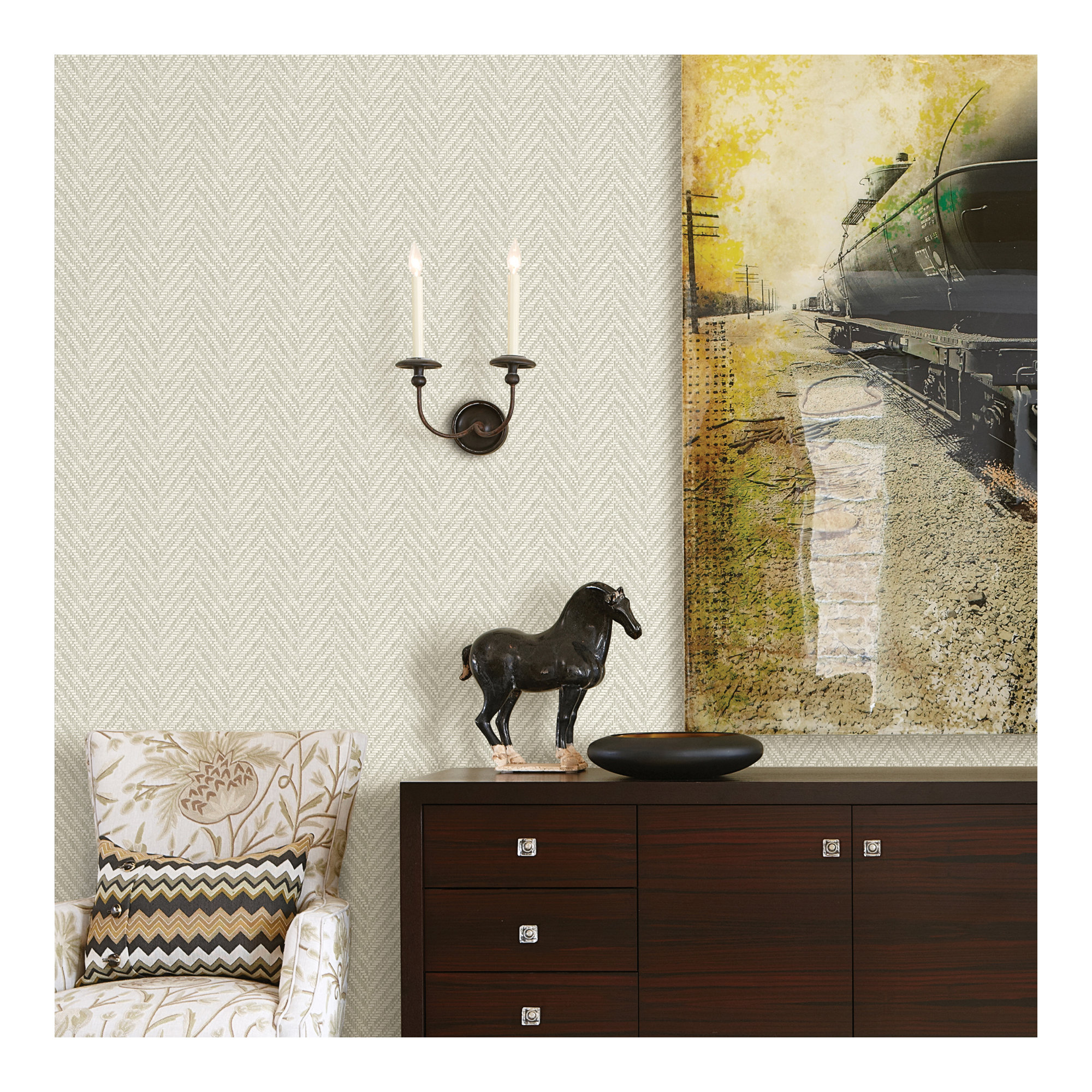 Ziggity Chevron Wallpaper, Linen