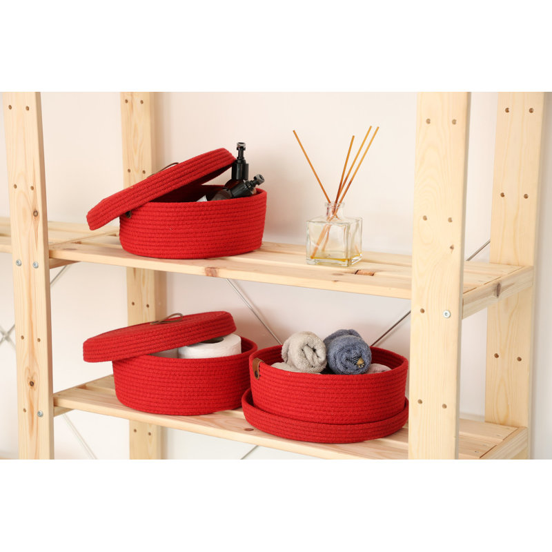 Ebern Designs Cotton Decorative Basket, Red