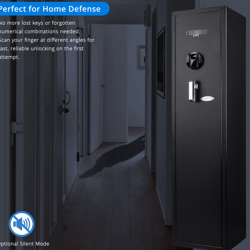 Coffre-fort de rangement biométrique à clavier 4,33 pieds cubes, acier de protection pour armes à feu, activé