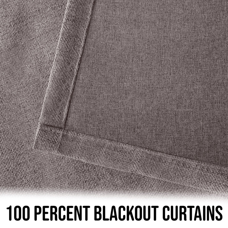 Linen 100%  Blackout Eyelet Ring Top Ready Made Curtain For Window & Doors 2 Pnel, 117cm Width x 137cm Drop, Mocha
