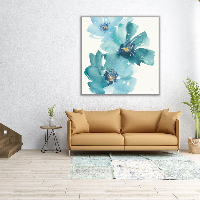 «Teal Cosmos IV», reproduction d'art sur toile, H 12 po x l 12 po
