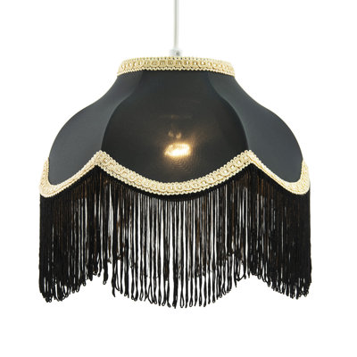 28cm H Fabric Empire Lamp Shade ( No Direct Attachment Method ) in Black
