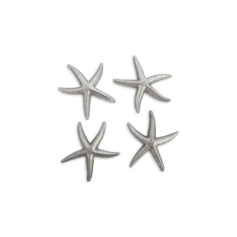 4 Piece Starfish, Silver Leaf Wall Décor Set