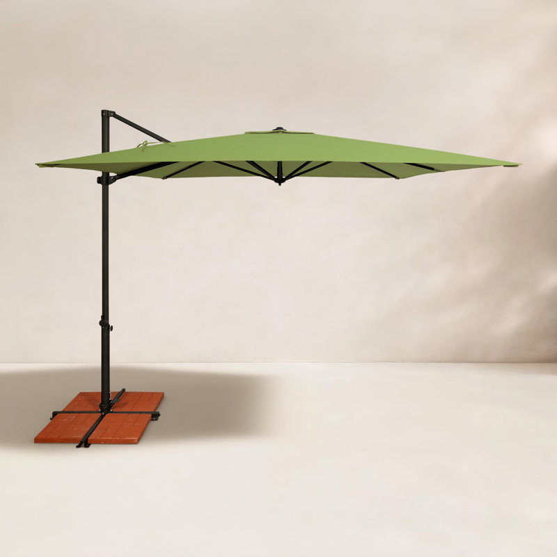Parasol carré en porte-à-faux de 103,2 po Cora, Noir, Toile Sunbrella® ginkgo