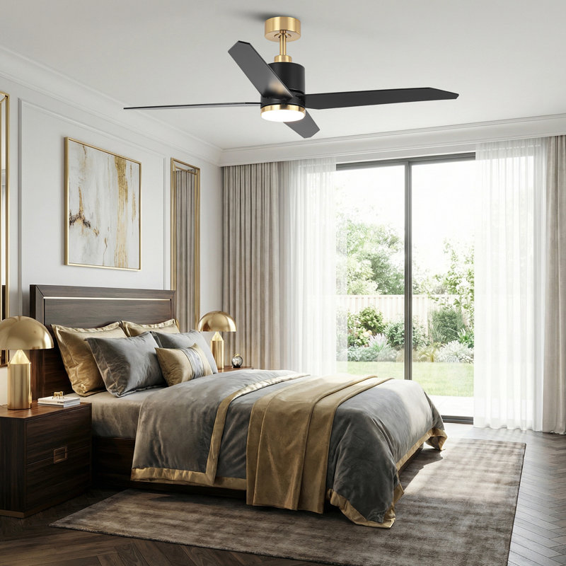 Ventilateur de plafond à 4 pales de 52 po Dricketts avec lumières DEL 3CCT à intensité variable et télécommande
