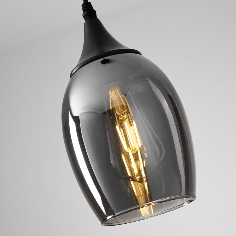 1 - Light Glass Single Pendant Light, Smoke Gray
