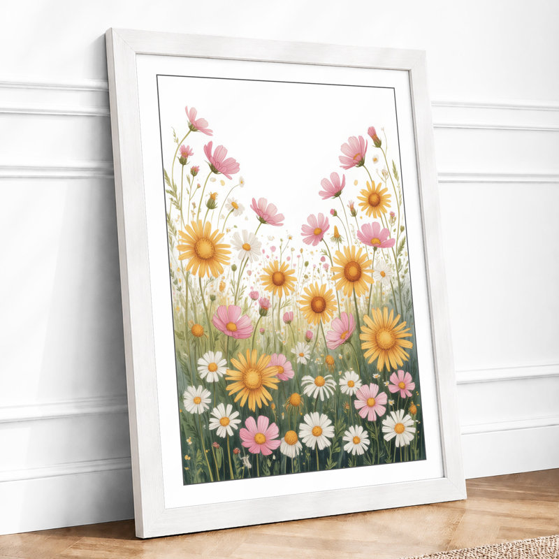 Wildflower Meadow Botanical - Framed Print, A4 - 29.7 x 21.0 cm, White