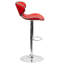 Tabouret de bar contemporain confortable en vinyle à hauteur réglable et dossier mi-haut avec base chromée Claudine-16397139