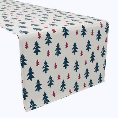 Table Runner, 100% Cotton, Rustic Fir Tree Stamps