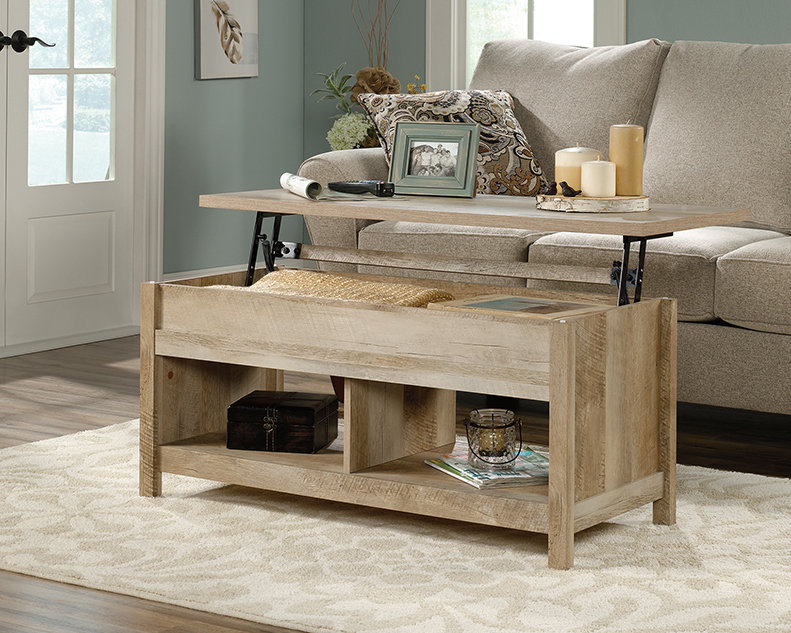 Lintel Oak Rectangular Lift-Top Coffee Table with Storage