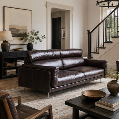 Modern Sofa with Soft Faux Leather Upholstery Comfortable Seating for Contemporary Home Living Room Stylish and Durable Design Perfect for Family Spaces