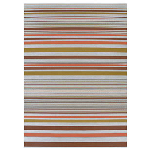 Tapis intérieur / extérieur rectangulaire tissé à plat en polyester tissé à la machine gris / orange / marron Dolce