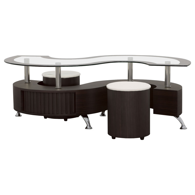 Ensemble de table basse et tabourets 3 pièces Larson