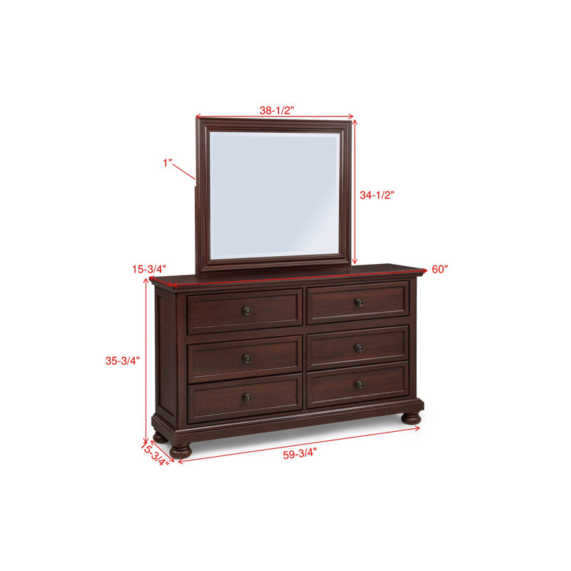 Mobilier de chambre à coucher contemporain en bois à 6 tiroirs