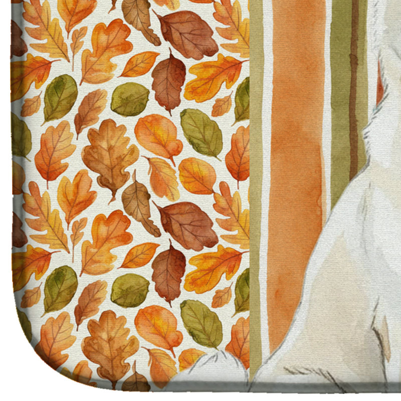 White Akita Heirloom Fall Dish Drying Mat