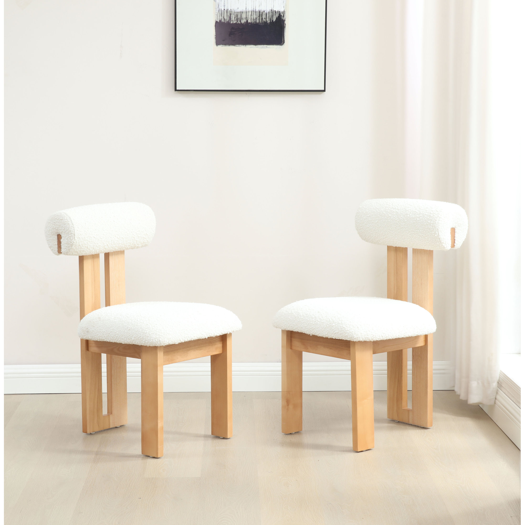 Dellar Boucle Upholstered Back Dining Chair, Ivory