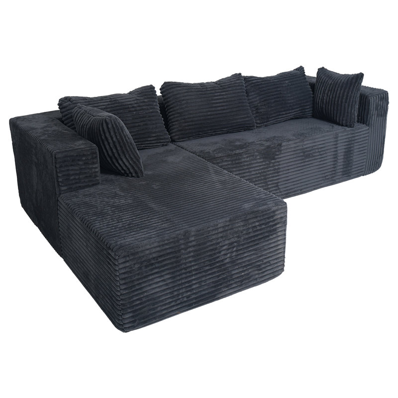 Compression Sectionals, 100 Inch Corduroy Modern L Shaped Sofa For Home