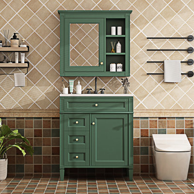 Meuble-lavabo autoportant avec lavabo et miroir