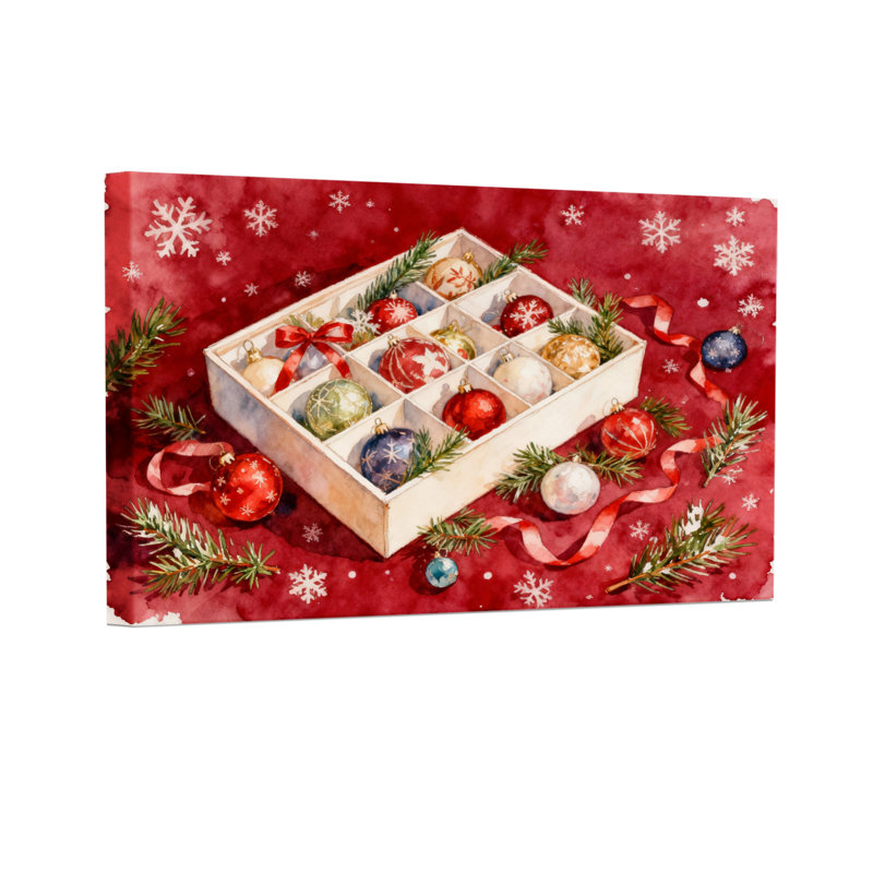 Ornements de Noël en boîte avec 3 flocons de neige, H 16 po x l 24 po