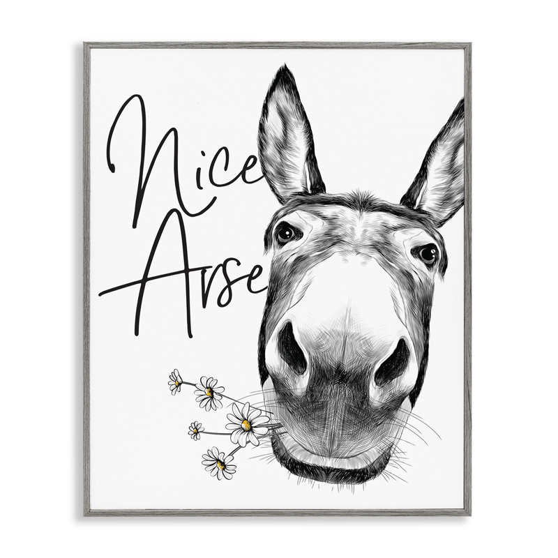 «Donkey Portrait Nice Ass Animal Pun Daisey Florals» par Lettered and Lined - impression, Estampe numérique Farmhouse