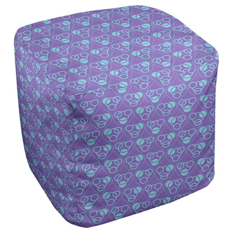 Repose-pieds à cubes classic circle ondulations, Mauve / bleu sarcelle